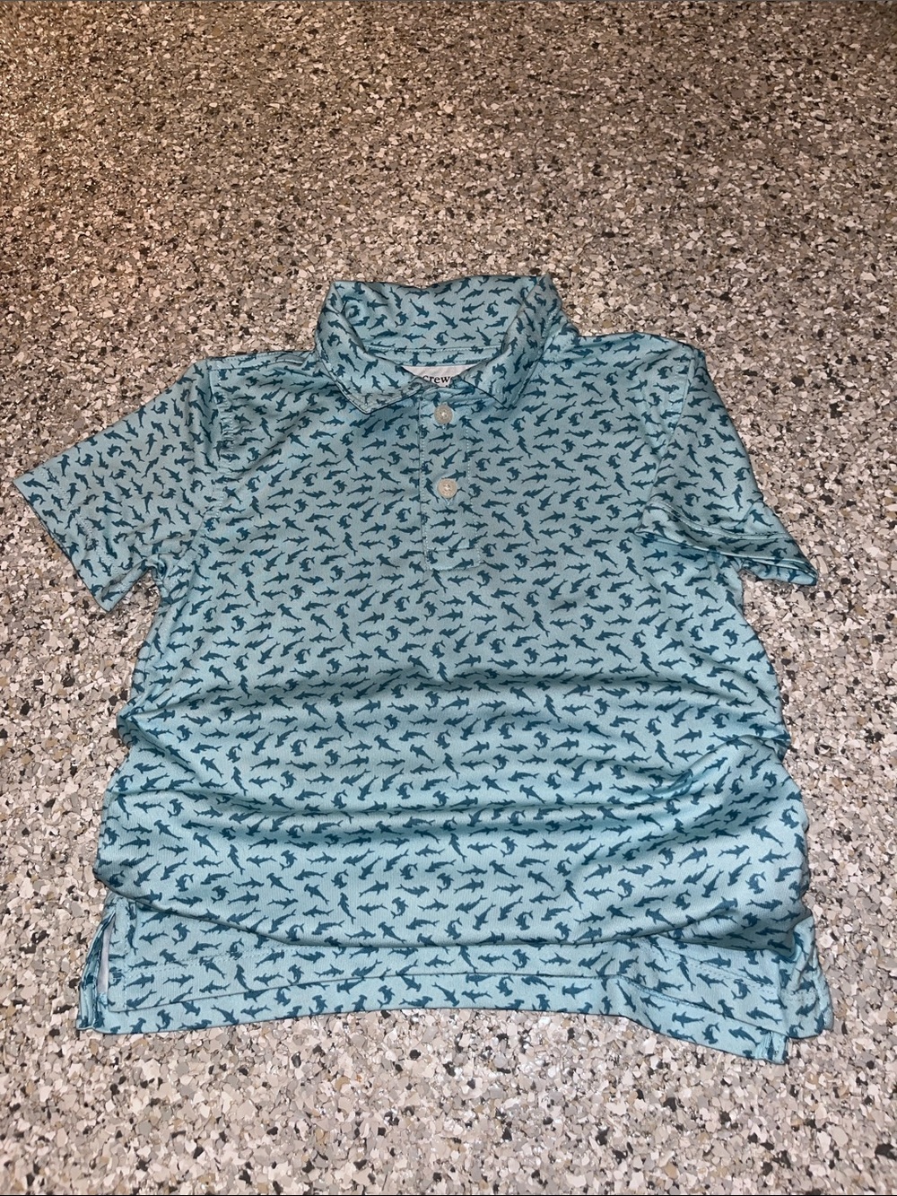 Crewcuts Aqua Polo with Navy Shark Print